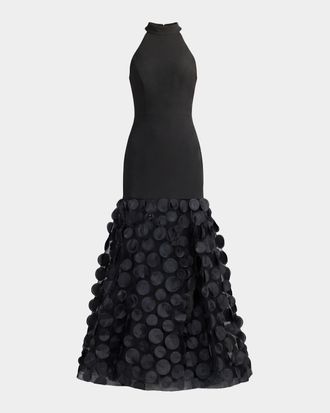 Mac Duggal Crepe Halterneck Trumpet Gown