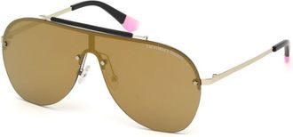 Victoria's Secret Womens Vs001228 Shield Sunglasses Gold - Brown Metal - One Size