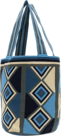 J.W.Anderson Womens Embroidered Fabric Wayuu Shopping Bag Bluemulti Exterior: Acrylic Borse A Mano