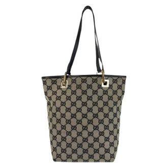 Gucci Pre-owned Tote Bags, female, Gray, Size: ONE SIZE Pre-owned Canvas Tote Bag