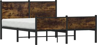 vidaXL Giroletto Senza Materaso In Metallo Rovere Fumo 150x200 Cm - Vidaxl