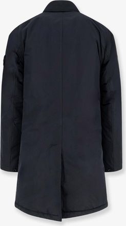 Stone Island Mens Padded Long Jacket Micro Reps Black Polyester