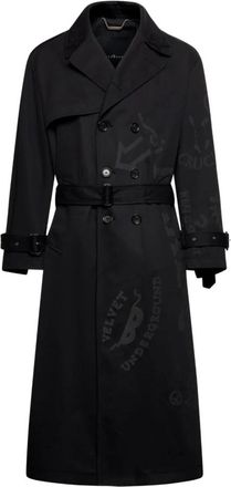 John Richmond Lange double-breasted trenchcoat met riem - Heren - Trenchcoats - Zwart - L - Katoen - Jassen