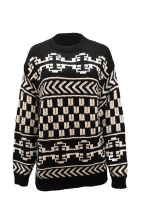 Alanui Aztec Print Sweater in Black Wool