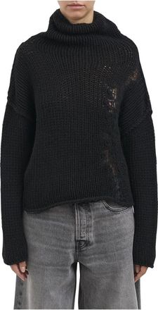 Isabel Benenato Maglia Collo Alto Misto Cashmere - Dames - Coltruien - Zwart - S - Kasjmier - Truien & Vesten