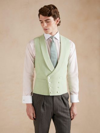 Oliver Brown Pure Silk Double Breasted Waistcoat - Pistachio Green