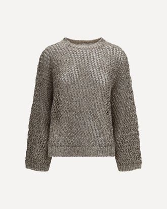 Brunello Cucinelli Maglione Dazzling Chin&eacute; a rete di seta e lino corda Woman S