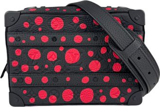 Louis Vuitton Black Galle Red Color Leather Handbag Shoulder Bag (Pre-Owned)