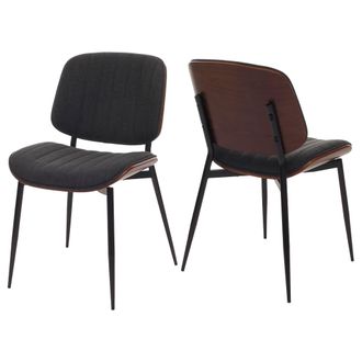 Hhg Hhg - Juego De 2 Sillas De Comedor 203, Silla De Cocina Silla, Tejido De Madera Curvada (370 G/m&sup2;) Oeko-tex Mvg, Aspecto Nogal, Gris Oscuro