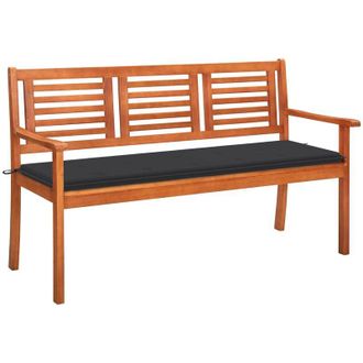 vidaXL Banco De Jard&iacute;n 3 Plazas Madera Maciza Eucalipto Y Coj&iacute;n 150 Cm Vidaxl