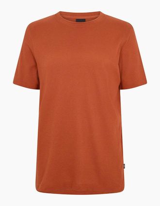 HUGO BOSS Mens Tiburt Bubble Structure Cotton Short Sleeve T-Shirt - Orange - Size: 3X large