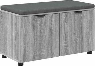 vidaXL Banco De Entrada Con Coj&iacute;n Gris Sonoma 80 X 38 X 46 Cm Vidaxl