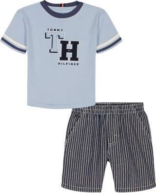 Tommy Hilfiger Kids Initial Embroidered T-Shirt & Shorts Set in Blue at Nordstrom Rack, Size 24M