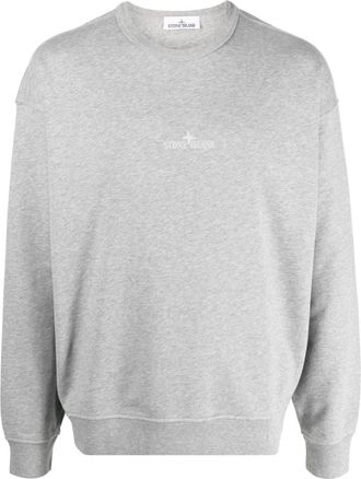Stone Island embroidered-logo cotton sweatshirt - men - Cotton - M - Grey