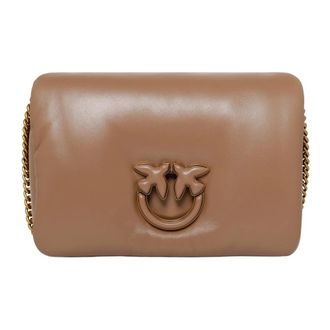 Pinko Love Puff Tabacco Schoudertas - Dames - Schoudertassen - Bruin - ONE Size - Leer - Tassen