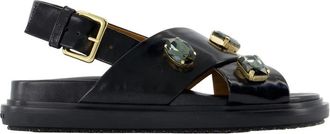 Marni Fussbett Sandalen - Dames - Sandalen - Zwart - 36 EU - Leer - Schoenen