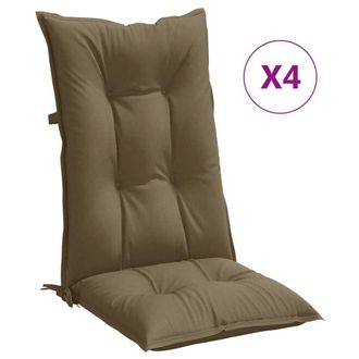 vidaXL Cojines Para Silla Respaldo Alto 4 Uds Tela Gris Taupe Melange Vidaxl