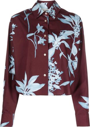 Forte_Forte floral-print cotton shirt - women - Cotton - III - Brown