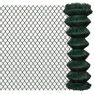 Berkfield Home Chain Link Fence Steel 1, 25x25 m in Green