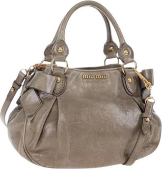 Miu Miu Pre-owned Hand Bag - Dames - Pre-owned - Grijs - Maat: ONE Size Leer