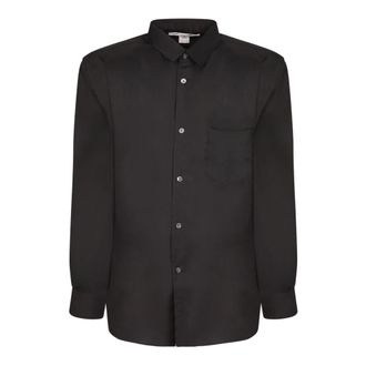 Comme Des Gar&ccedil;ons Shirt van wol met afgeronde zoom - Heren - Casual Overhemden - Zwart - XL - Wol - Overhemden