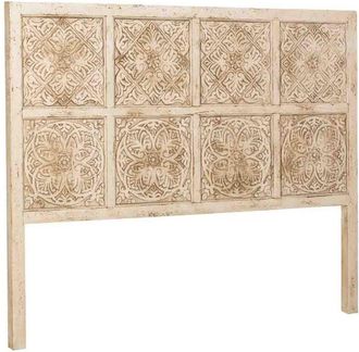 Wanderlust Deco Cabezal de Madera artesanal blanco 160x3x130h cm