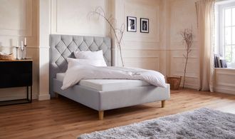 HOME AFFAIRE Polsterbett »Sunley 140« Kreuzsteppung, Kopfteilhöhe 142 cm, ohne oder mit Matratze/Lattenrost