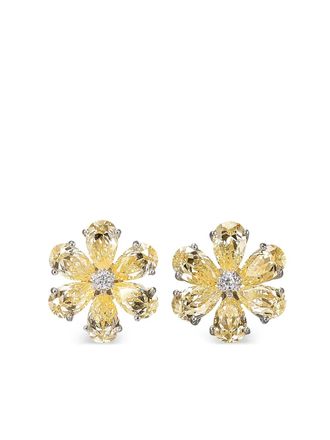 Anabela Chan 18kt white gold Marguerite Daisy diamond clip-on earrings - women - Rhodium Vermeil/14kt Gold/Lab-Grown Simulated White Diamond - On