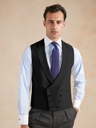 Oliver Brown Double Breasted Morning Waistcoat - Black