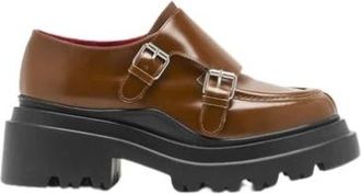 Plan C Leren Loafers met Gespen - Dames - Platte Schoenen - Bruin - 38 EU - Leer - Schoenen