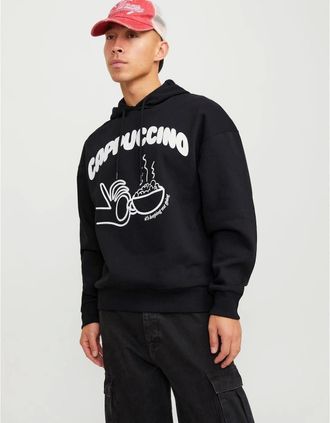 Jack & Jones Jack & Jones Mens Oversize Fit Hooded Sweatshirt - Black - Size: 42