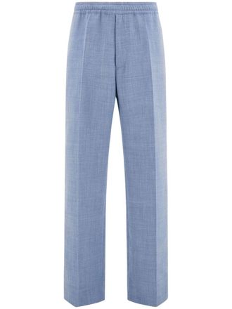 Ferragamo m&eacute;lange-effect trousers - men - Virgin Wool/Silk/Linen/Flax - 52 - Blue