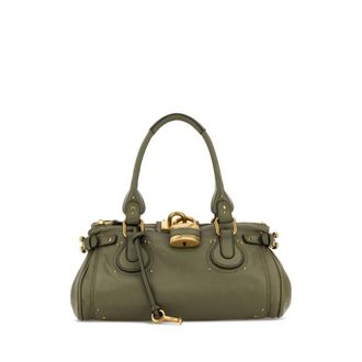 Chlo&eacute; Army Green Leather Paddington Shoulder Bag