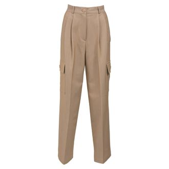 Frankie Shop Cargo Trousers in Beige Polyester