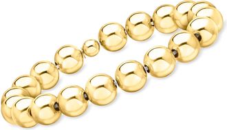 Ross-Simons Italian 10mm 18kt Gold Over Sterling Bead Stretch Bracelet