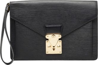 Louis Vuitton Black Noir Leather Clutch Bag Pochette (Pre-Owned)