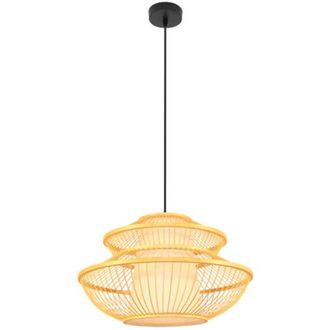 Fabrilamp L&aacute;mpara De Techo Colgante Bambu Denzo Negro/natural 1xe27 50d