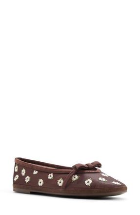 Aldo Aurabella Ballet Flat in Brown/Flower at Nordstrom, Size 6.5