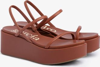 Pedro Garcia Wedge sanda in brown leather | Nibia | Spring Summer 26 | PEDRO GARCIA