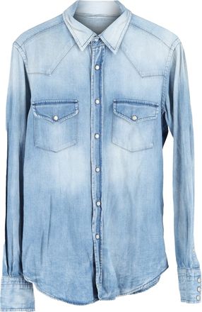 Tom Ford Western Denim Shirt in Light Blue Cotton