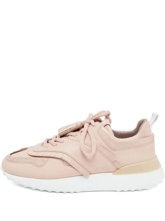 Tod's leather lace-up sneakers - women - Fabric/Leather/Rubber - 39.5 - Pink
