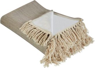 Beliani Beliani - Manta De P&iacute;cnic Exterior Con Correa Estampado Liso 200 X 200 Cm Gris Pardo Dhandi