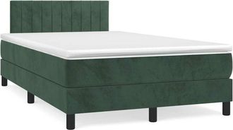 vidaXL Vidaxl - Cama Box Spring Colch&oacute;n Y Led Terciopelo Verde Oscuro 120x190cm