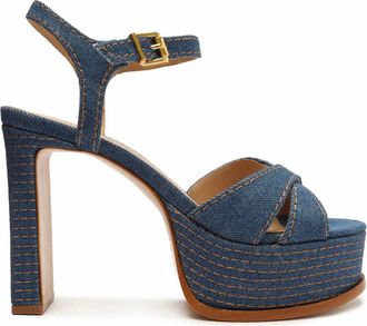 Schutz Keefa Casual Platform Heels In Blue Jean