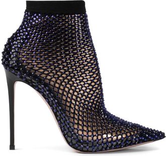 Le Silla Gilda 120mm mesh ankle boots - women - Plexiglass/Nylon/Calf Leather/Nappa Leather - 39.5 - Blue