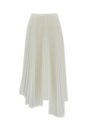 Plan C Asymmetrical Hem Pleated Skirt with Hidden Side Zipper