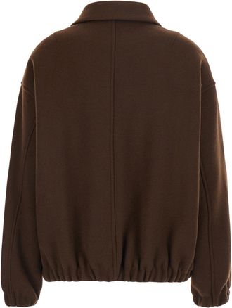 Jucca Womens Bomber Jacket High Collar Brown Wool Blend Coat