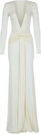 New Arrivals Maxi-jurk met geknoopt detail en lange mouwen - Wit