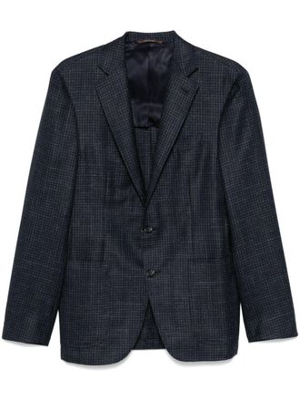 Canali houndstooth-pattern blazer - men - Cupro/Silk/Wool/Linen/Flax - 48 - Blue