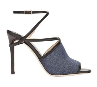 Jimmy Choo London Flora Leather-trimmed Denim Sandals Size 36.5